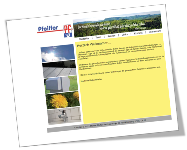 Webseite Sanitär Pfeiffer