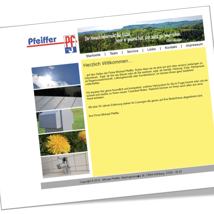 Webseite Sanitär Pfeiffer Webseite Sanitär Pfeiffer